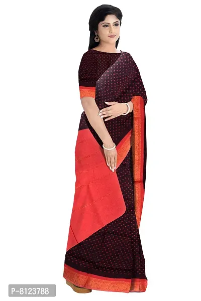 Madurai Sungudi Cotton Saree One Side Pulli, maroon_f orange-thumb5