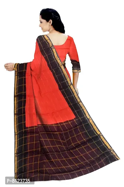 Madurai Sungudi Cotton Big Zari Checked Saree, orange-thumb3