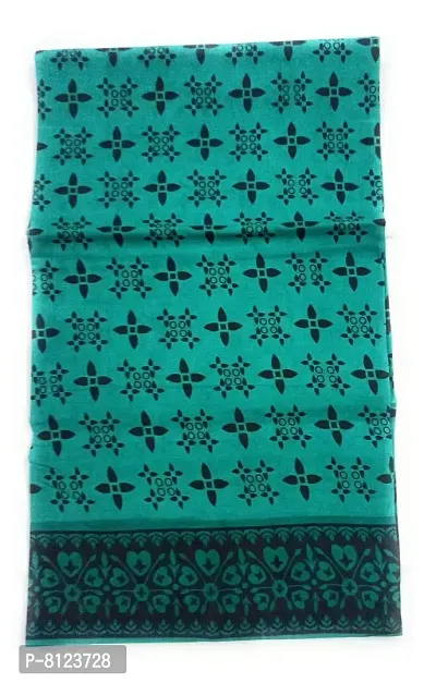 MADURAI COTTON HANDLOOM PRINTED SAREE - 6 YARDS (RAMAR GREEN)