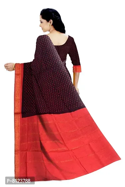 Madurai Sungudi Cotton Saree One Side Pulli, maroon_f orange-thumb3