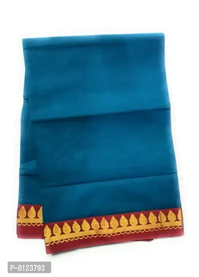 madurai cotton saree double zari border - 7 yards (Rajmata - blue)