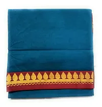 madurai cotton saree double zari border - 7 yards (Rajmata - blue)-thumb1