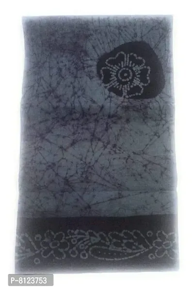 Madurai Sungudi Cotton Traditional Wax Print Saree - 6 Yards (Grey)