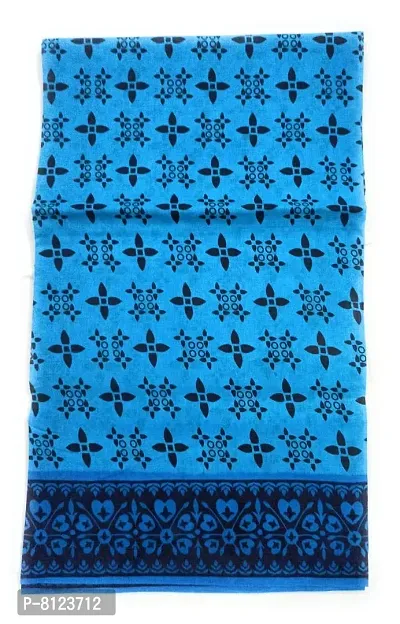 MADURAI COTTON HANDLOOM PRINTED SAREE - 6 YARDS (1) (PC BLUE)-thumb0