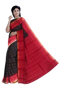 Madurai Sungudi Cotton Big Zari Checked Saree, black-thumb1