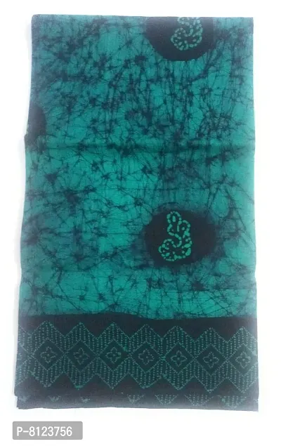 Madurai Sungudi Cotton Traditional Wax Print Saree - 6 Yards (Ramar Green)