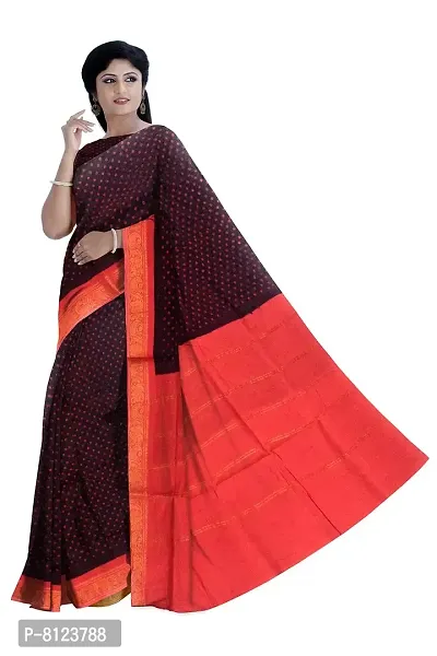 Madurai Sungudi Cotton Saree One Side Pulli, maroon_f orange-thumb2