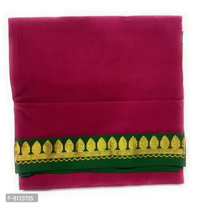 madurai cotton saree double zari border - 7 yards (Rajmata - rose)-thumb2