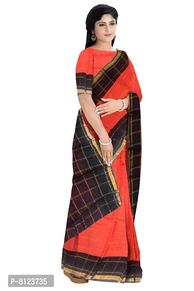 Madurai Sungudi Cotton Big Zari Checked Saree, orange-thumb5