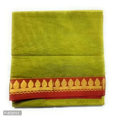 madurai cotton saree double zari border - 7 yards (Rajmata - radium green)-thumb2