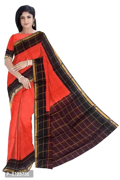 Madurai Sungudi Cotton Big Zari Checked Saree, orange