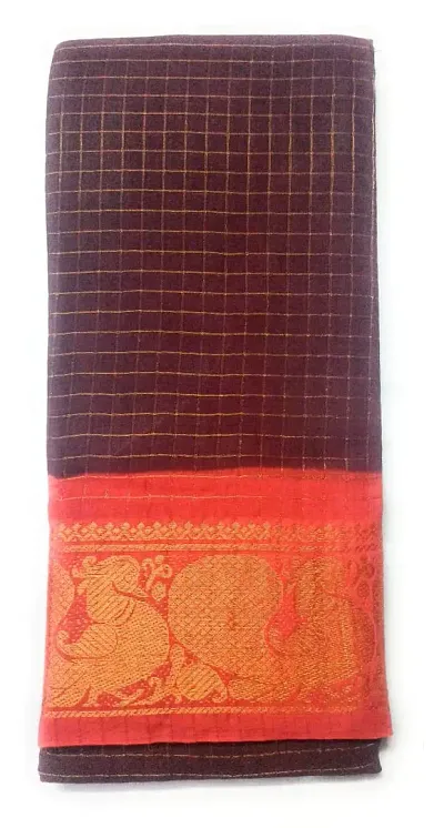 MADURAI SUNGUDI ZARI CHECKED - YARDS (BROWN * ORANGE)