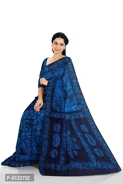 madurai sungudi cotton wax print saree, pc blue-thumb4