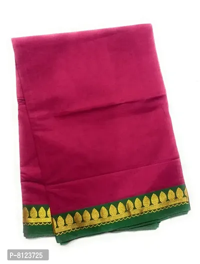 madurai cotton saree double zari border - 7 yards (Rajmata - rose)