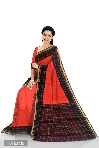 Madurai Sungudi Cotton Big Zari Checked Saree, orange-thumb4