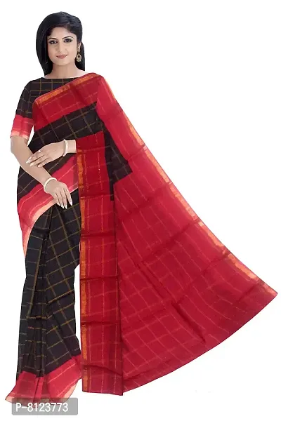 Madurai Sungudi Cotton Big Zari Checked Saree, black