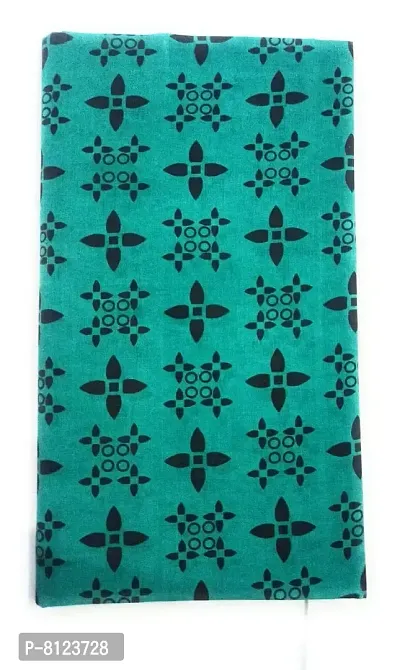 MADURAI COTTON HANDLOOM PRINTED SAREE - 6 YARDS (RAMAR GREEN)-thumb2