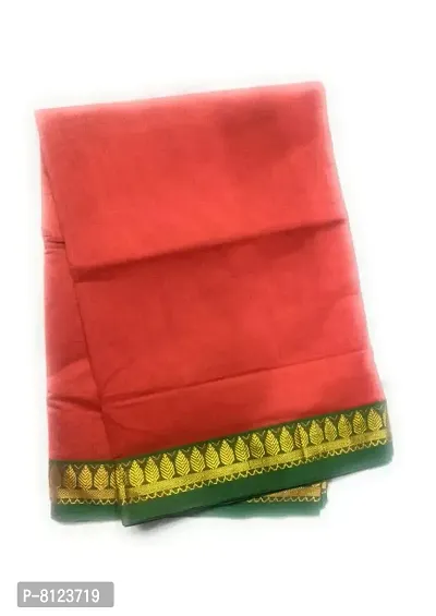 madurai cotton saree double zari border - 7 yards (Rajmata - orange)