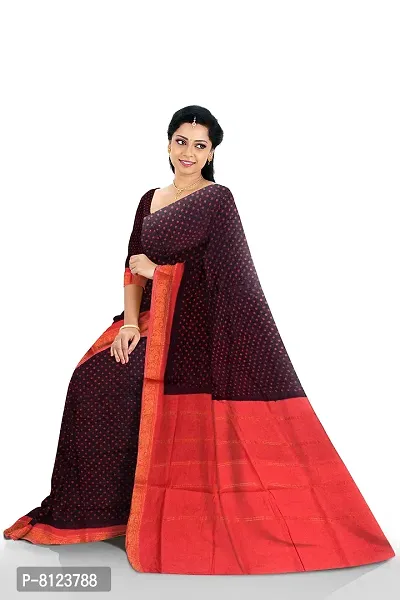 Madurai Sungudi Cotton Saree One Side Pulli, maroon_f orange-thumb4