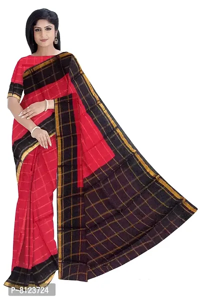 Madurai Sungudi Cotton Big Zari Checked Saree, red