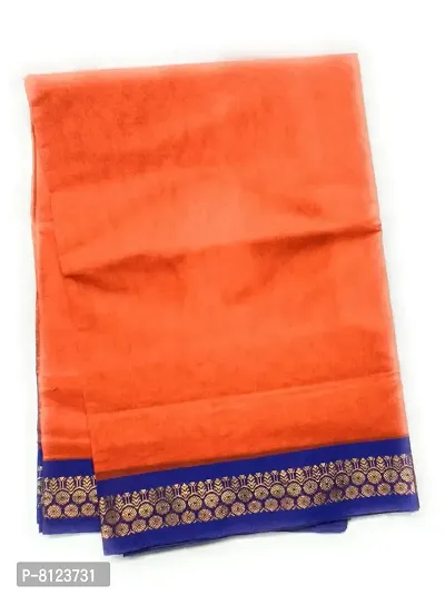 madurai cotton saree double zari border - 7 yards (Apoorva - Orange)-thumb0