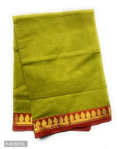 madurai cotton saree double zari border - 7 yards (Rajmata - radium green)-thumb0