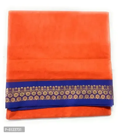 madurai cotton saree double zari border - 7 yards (Apoorva - Orange)-thumb2