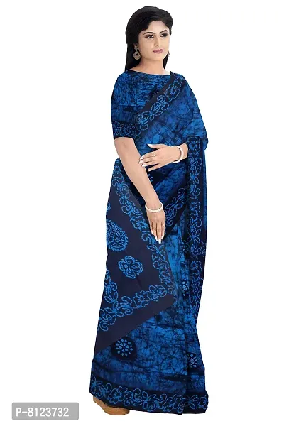 madurai sungudi cotton wax print saree, pc blue-thumb5