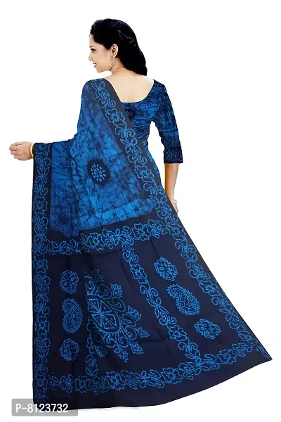 madurai sungudi cotton wax print saree, pc blue-thumb3