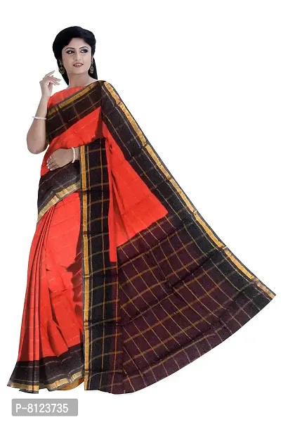 Madurai Sungudi Cotton Big Zari Checked Saree, orange-thumb2