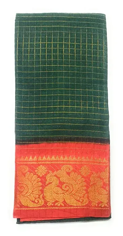 Women's ZARI CHECKED MADURAI SUNGUDI- ( JJDS-001 , DARK x ORANGE)