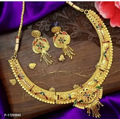 Stylish Golden Alloy Embellished Jewellery Set For Women-thumb0