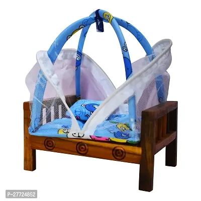Laddu Gopal Mosquito Net Bed with Wooden Bed, Combo Pack,For size 0 to 5 no. laddu gopal