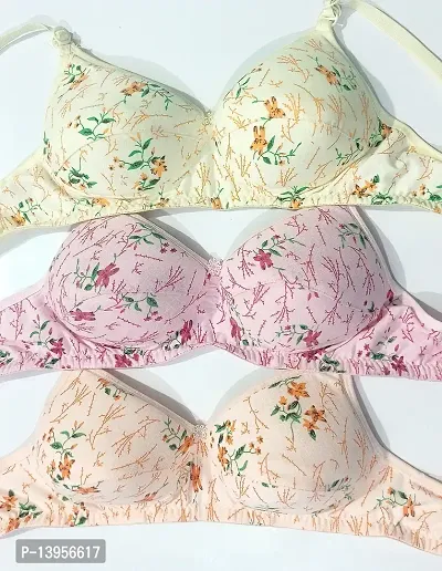 Livenice printed padded bra for women girls ladies peach pink lemon-thumb0