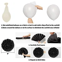 Birthday Decoration Kit 43 Piece Combo 30 Balloons 2 Decorative Curtain Nets 1 Happy Birthday Banner 8 Black White Pom Poms 2 Star Foil Balloons Gold White Black-thumb2