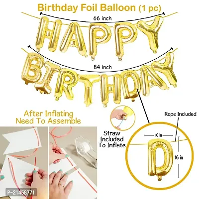 Presents Happy Birthday Decoration Combo 43Pcs Set Foil Banner And Balloons For Girls Adult Wife Girl Friend 1st 30th Birthday Party Decoration pack of 43 Gold Black Silver 43pc-thumb4