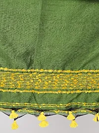 Amazon Brand - Anarva Women's Cotton Handloom Hand Woven Solid Self Design Dupatta with Slub Work (Bark Green, 2.5 Meters)-thumb3