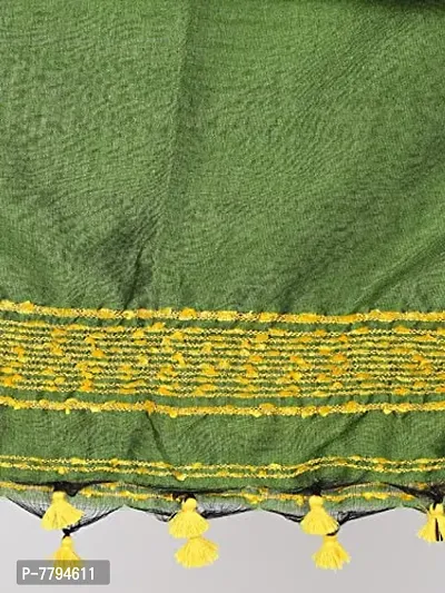 Amazon Brand - Anarva Women's Cotton Handloom Hand Woven Solid Self Design Dupatta with Slub Work (Bark Green, 2.5 Meters)-thumb4