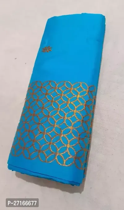 Stylish Poly Silk Blue Printed Saree with Blouse piece