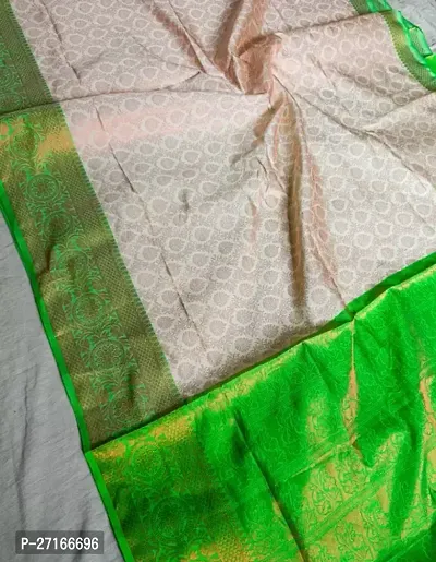 Stylish Poly Silk Green Printed Saree with Blouse piece