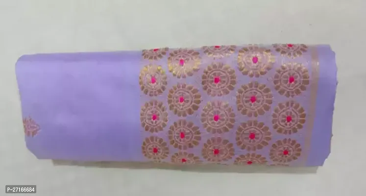 Stylish Poly Silk Purple Printed Saree with Blouse piece
