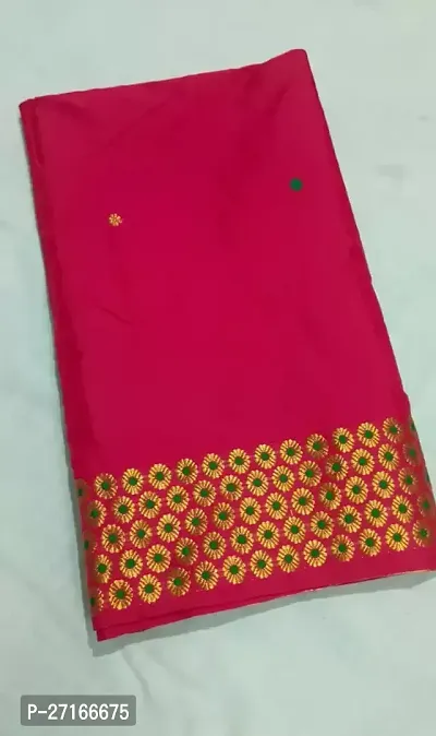 Stylish Poly Silk Red Printed Saree with Blouse piece