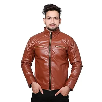 Classic PU Solid Jacket for Men