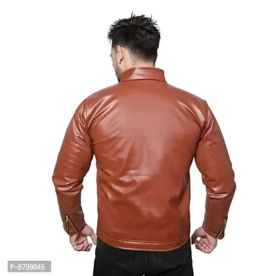 Classic PU Solid Jacket for Men-thumb2