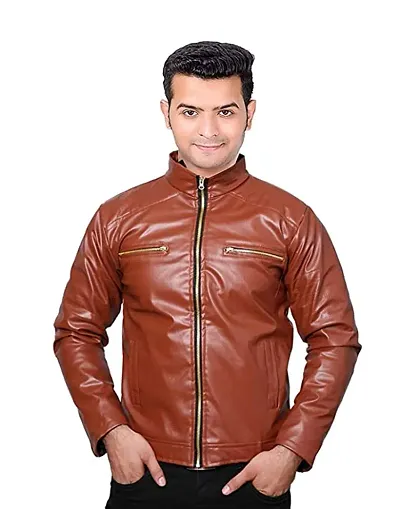 Classic PU Solid Jacket for Men