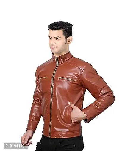 Classic PU Solid Jacket for Men-thumb2