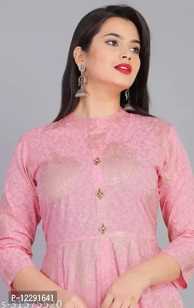 Stylish Anarkali Pink Printed Rayon Kurta top For Women-thumb4