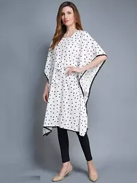 Stylish A-Line White Printed Rayon Kaftan Kurti For Women-thumb2