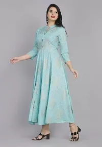 Stylish Anarkali Blue Printed Rayon Kurta For Women-thumb3