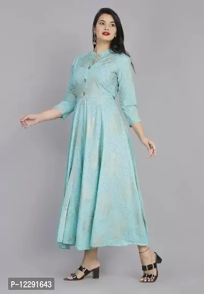 Stylish Anarkali Blue Printed Rayon Kurta For Women-thumb4